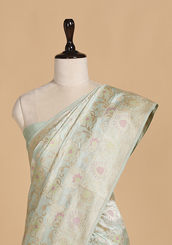 Firozi  Jaal Saree in Silk