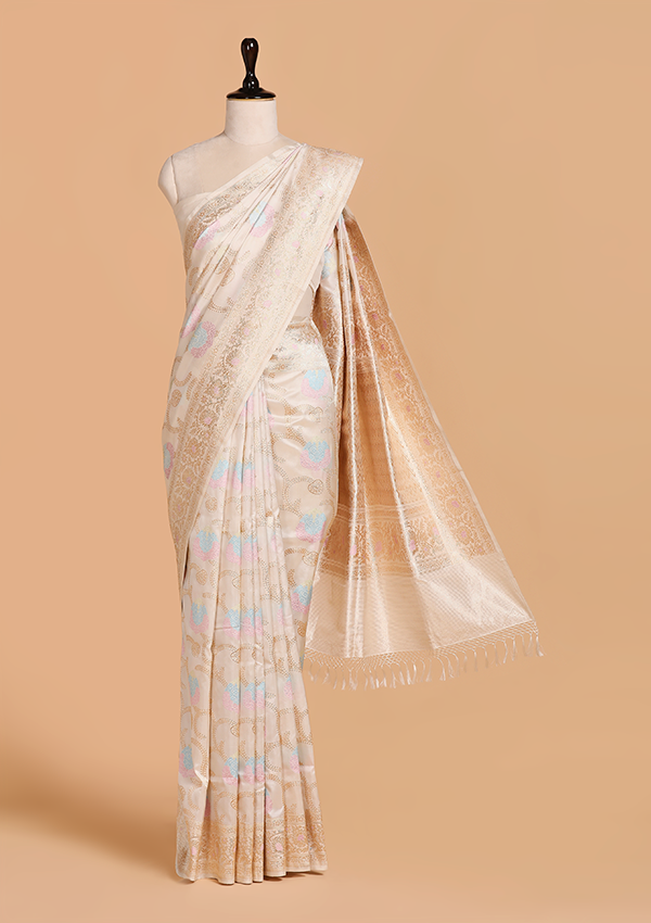 Off White Jaal Saree in Silk