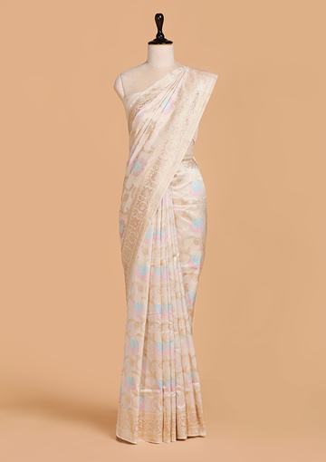 Off White Jaal Saree in Silk