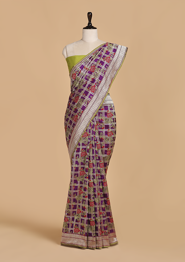 Purple Jaal Saree in Silk
