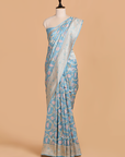 Sky Blue Jaal Saree in Silk