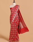 Red Jaal Saree in Muslin Silk