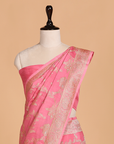 Gajar Pink Jaal Saree in Muslin Silk