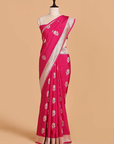 Rani Pink Butta Saree in Muslin Silk