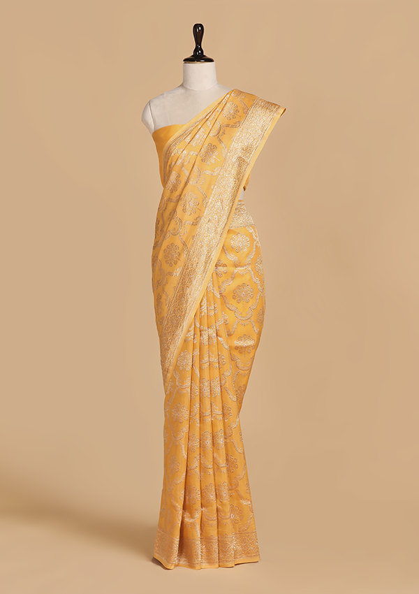 Golden Jaal Saree in Muslin Silk