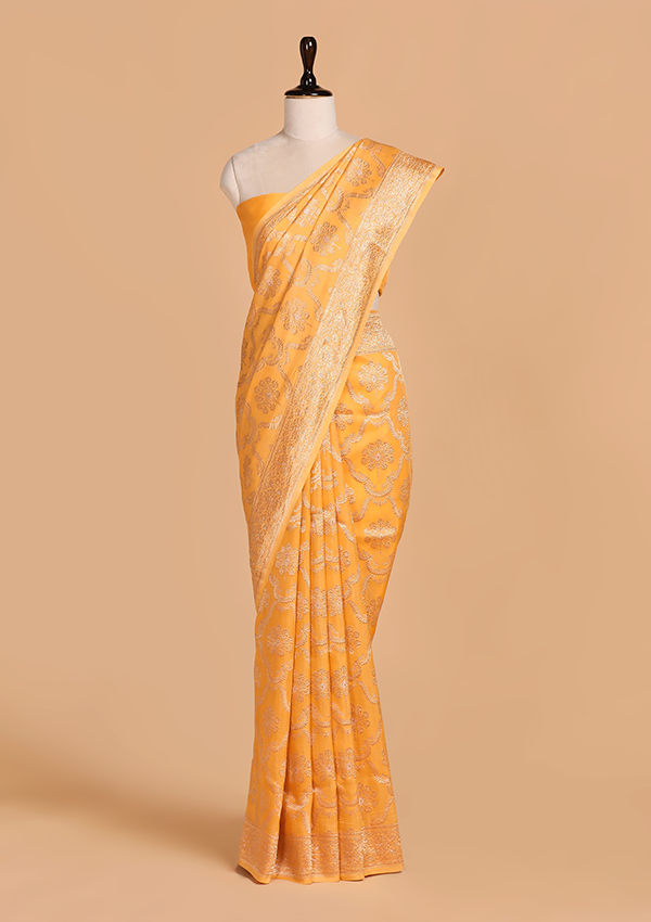 Golden Jaal Saree in Muslin Silk