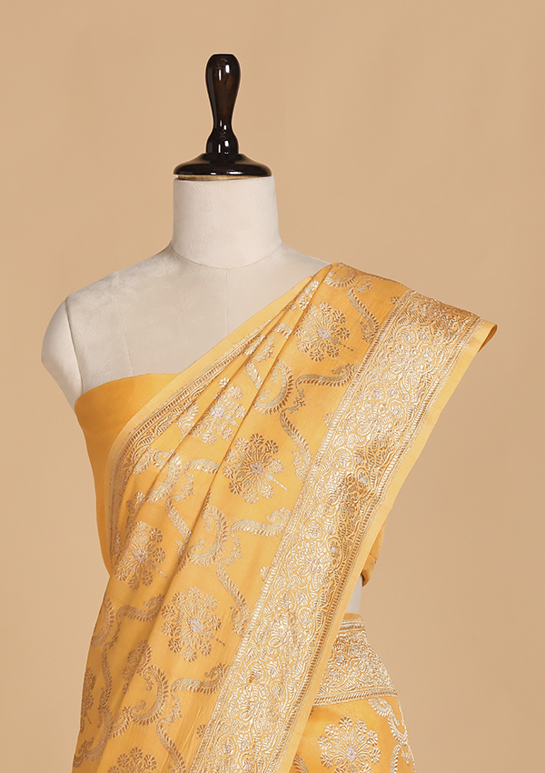 Golden Jaal Saree in Muslin Silk