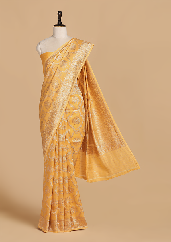 Golden Jaal Saree in Muslin Silk