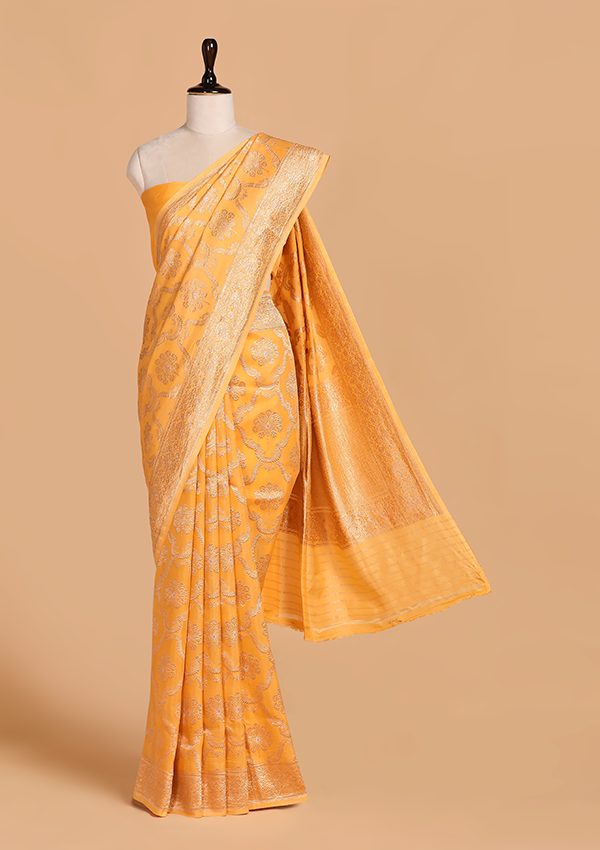 Golden Jaal Saree in Muslin Silk