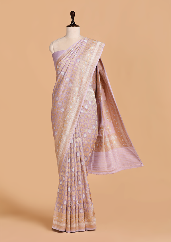 Mauve Jaal Saree in Muslin Silk