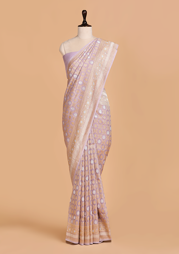 Mauve Jaal Saree in Muslin Silk