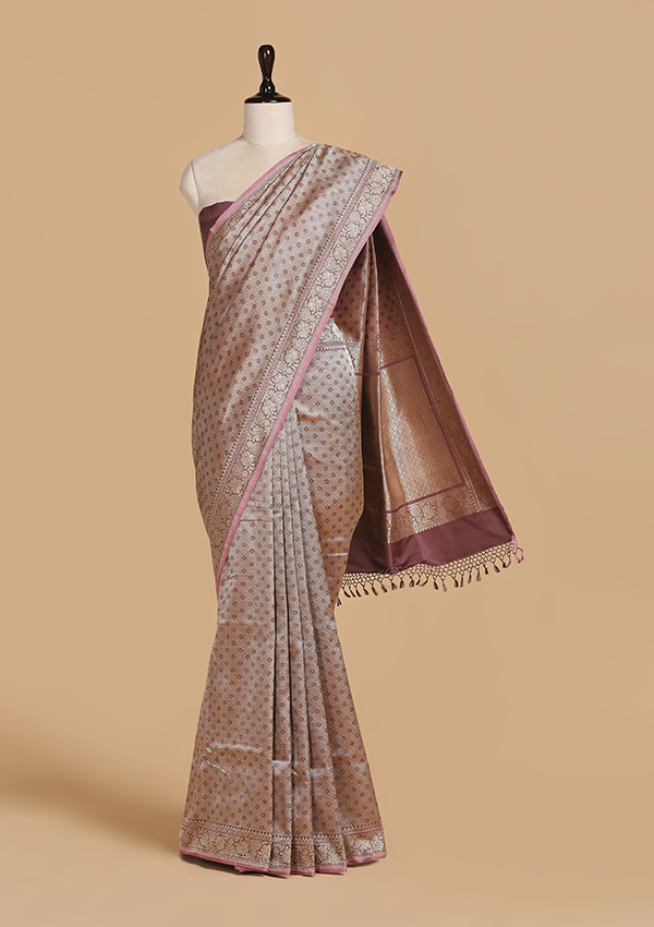 Brown Brocade Saree in Silk