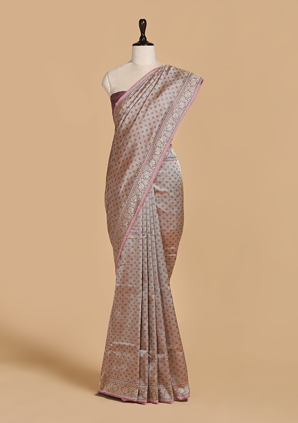 Brown Brocade Saree in Silk