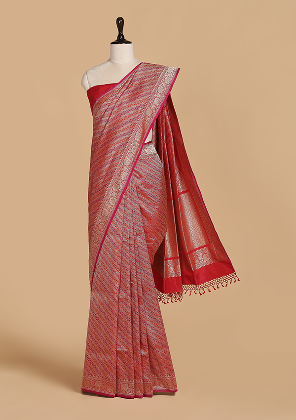 Red Brocade Saree in Silk