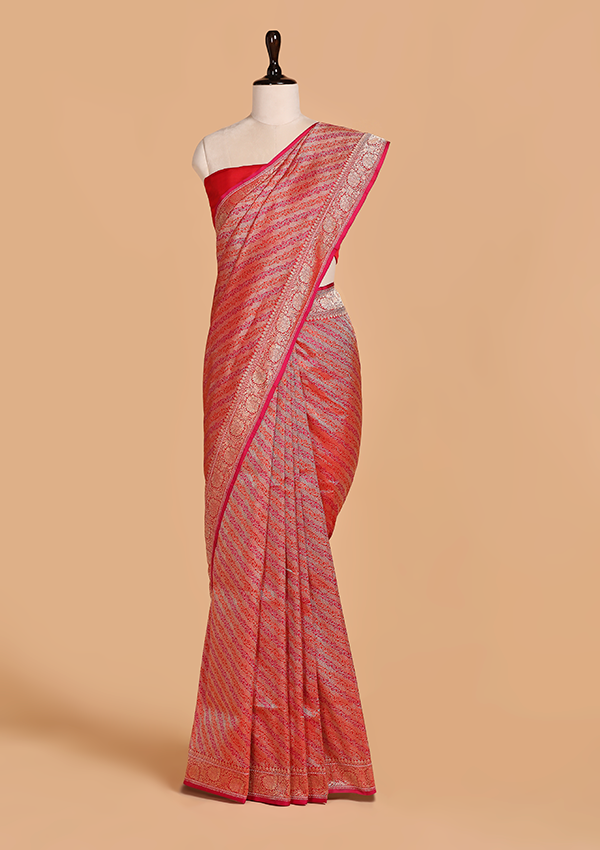 Red Brocade Saree in Silk