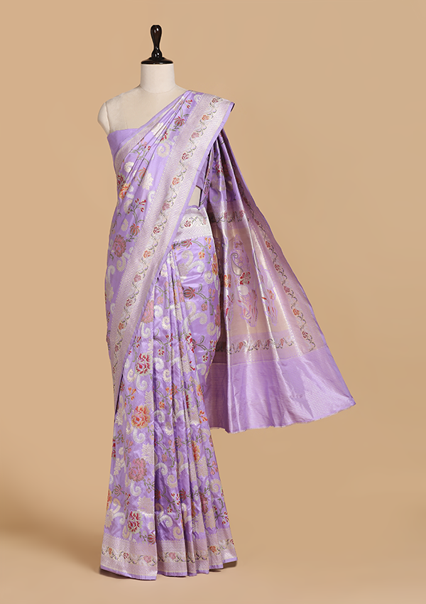 Lavender Jaal Saree in Silk