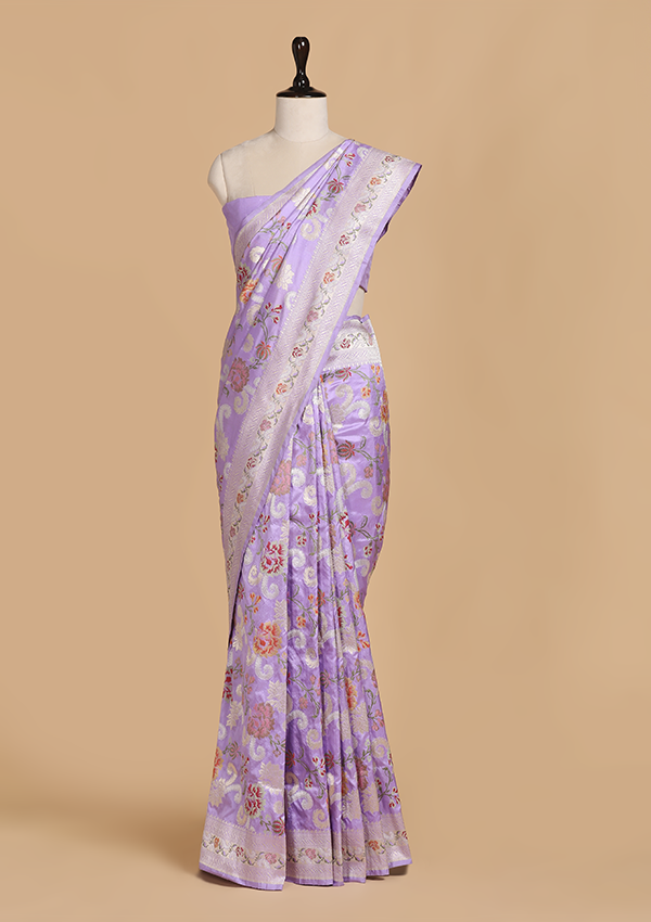 Lavender Jaal Saree in Silk
