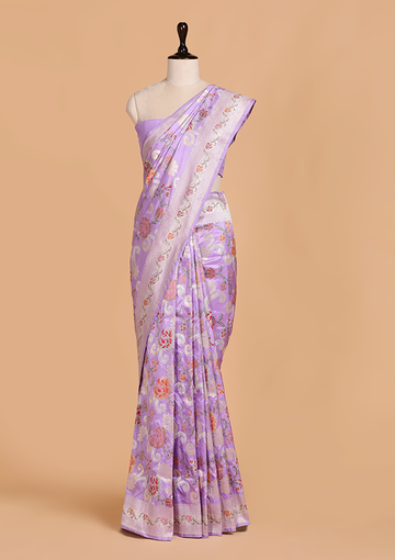 Lavender Jaal Saree in Silk