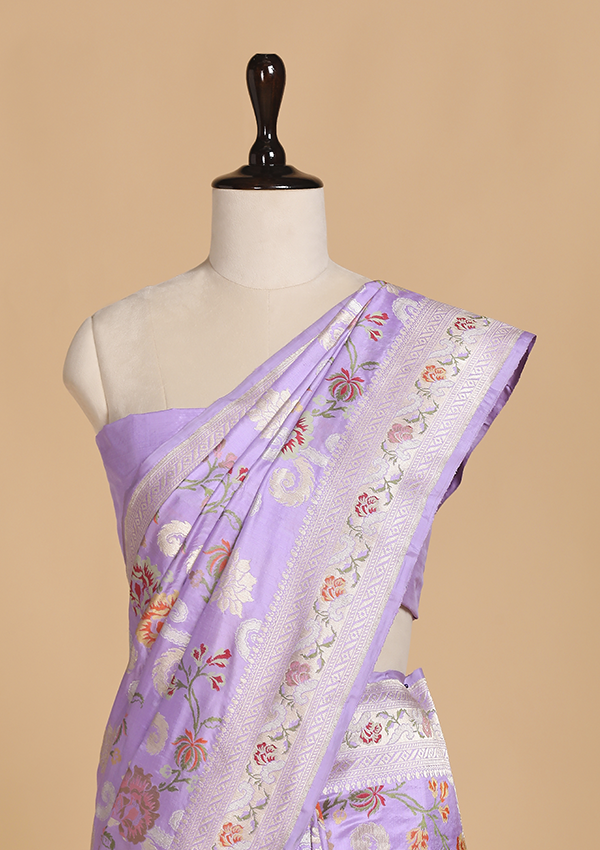 Lavender Jaal Saree in Silk