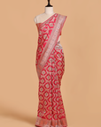 Strawberry Pink Jaal Saree in Silk