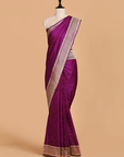 Purple Plain Saree in Silk