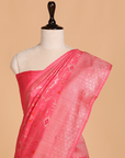 Strawberry Pink Jaal Saree in Georgette Tussar