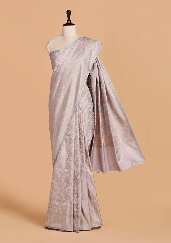 Mauve without Zari Saree in Silk