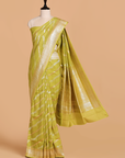 Olive Green Lehariya Saree in Georgette Tussar