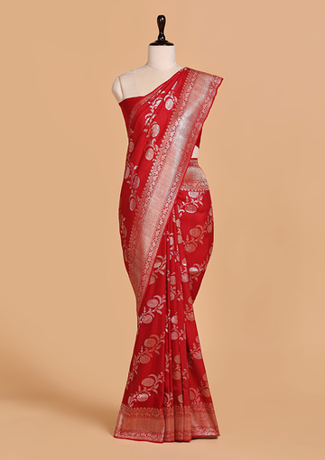 Red Kadwa Georgette Tussar Saree
