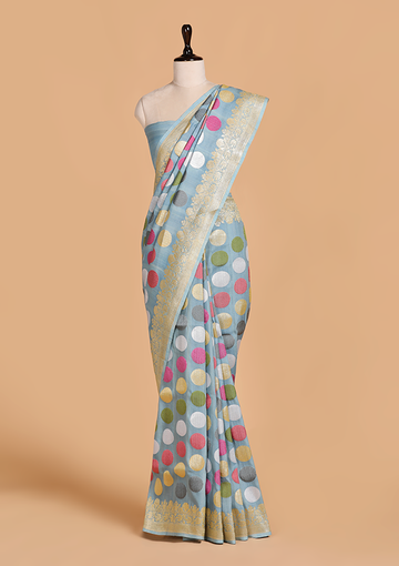 Sky Blue Butta Saree in Georgette Tussar