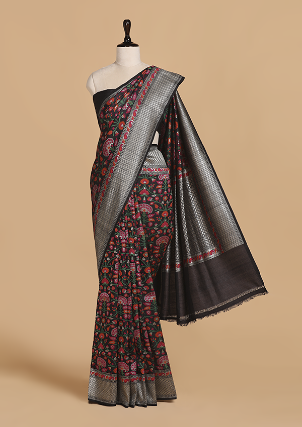 Black Jaal Saree in Georgette Tussar