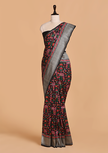 Black Jaal Saree in Georgette Tussar