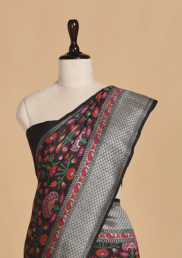 Black Jaal Saree in Georgette Tussar