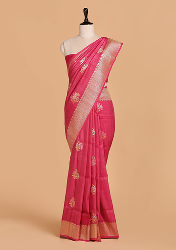 Pink Butta Saree in Georgette Tussar