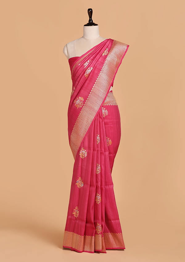Pink Butta Saree in Georgette Tussar
