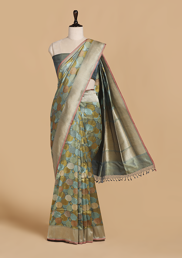 Jade Green Butta Saree in Silk