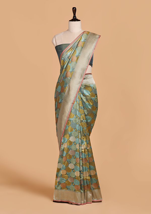 Jade Green Butta Saree in Silk