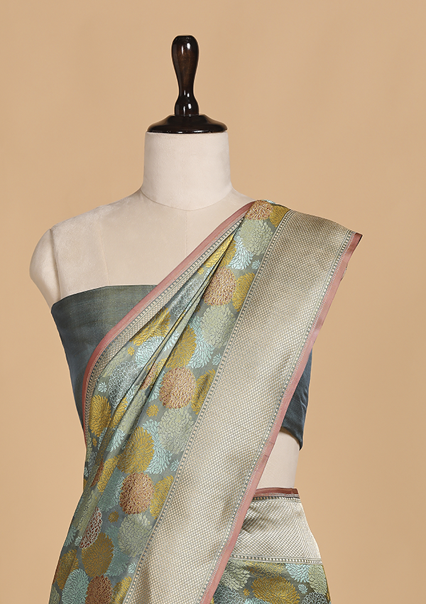 Jade Green Butta Saree in Silk