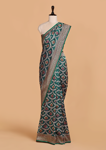 Rama Green Jaal Saree in Silk