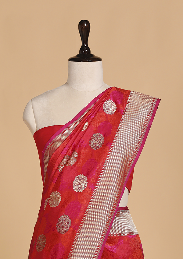 Red Butta Saree in Silk