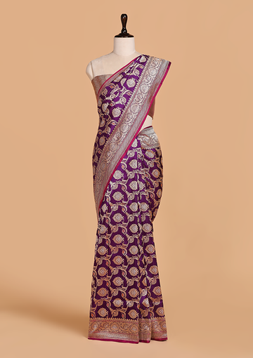 Purple Jaal Saree in Silk