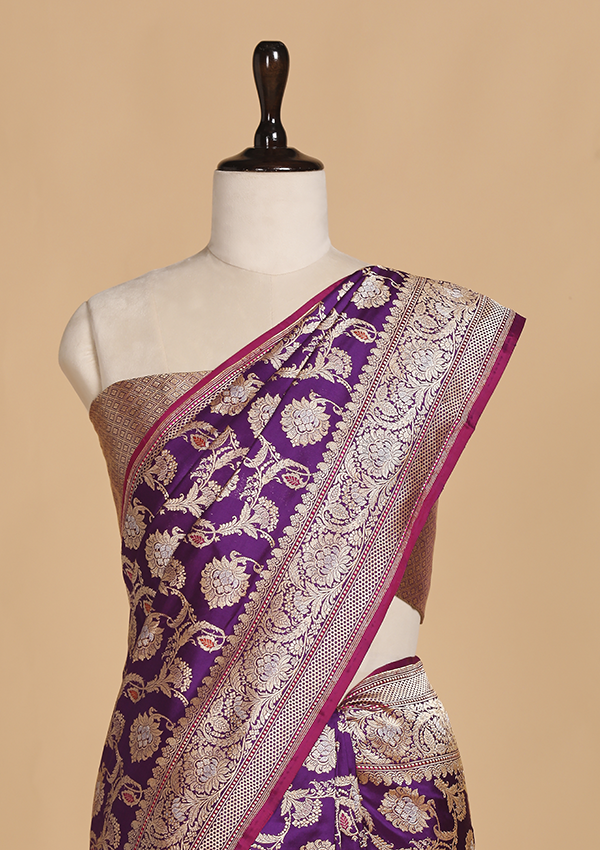 Purple Jaal Saree in Silk