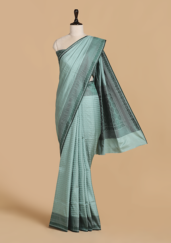 Sea Green without Zari Saree in Silk