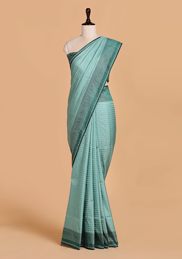 Sea Green without Zari Saree in Silk