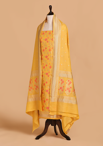 Yellow Jaal Dress in Georgette Tussar