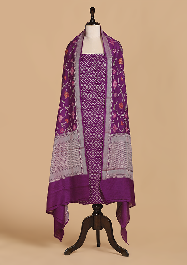 Purple without Zari Dress in Georgette Tussar