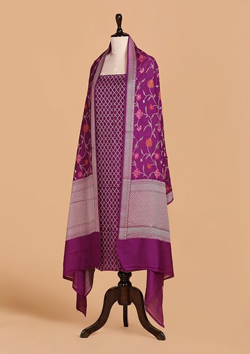 Purple without Zari Dress in Georgette Tussar