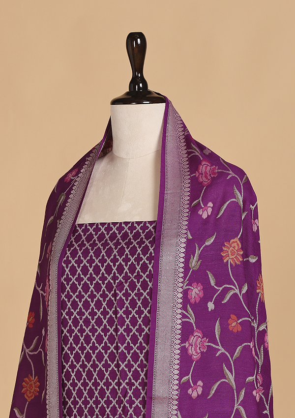 Purple without Zari Dress in Georgette Tussar