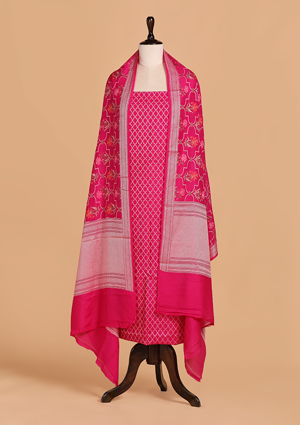 Rani Pink without Zari Dress in Georgette Tussar