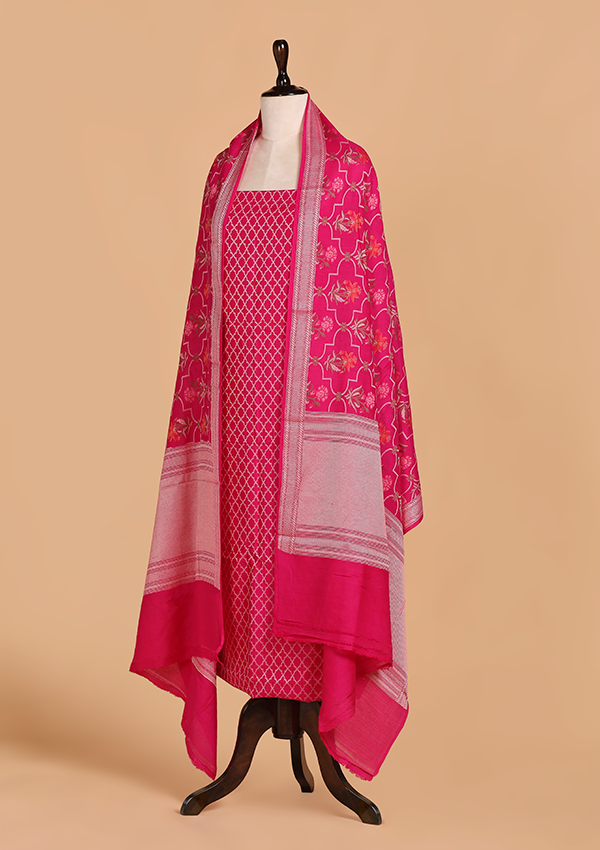 Rani Pink without Zari Dress in Georgette Tussar